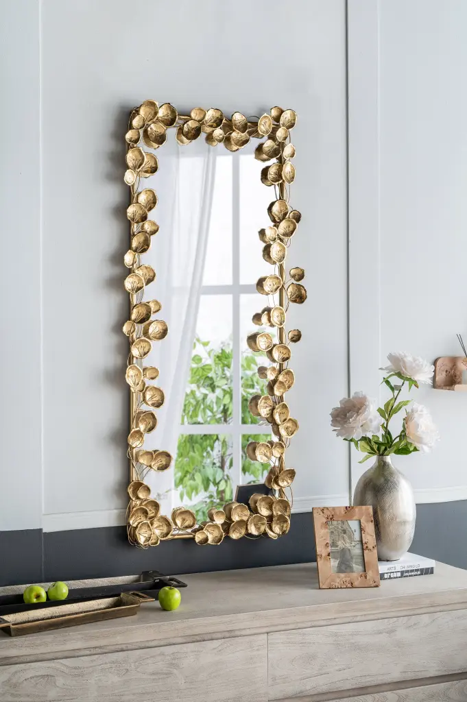 61 X 31 Full Length Mirror Golden Leaf Accents Floor Mirror Bedroom w2078