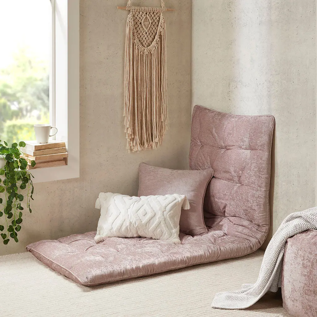 Blush Poly Chenille Lounge Floor Pillow Cushion Living Room jla