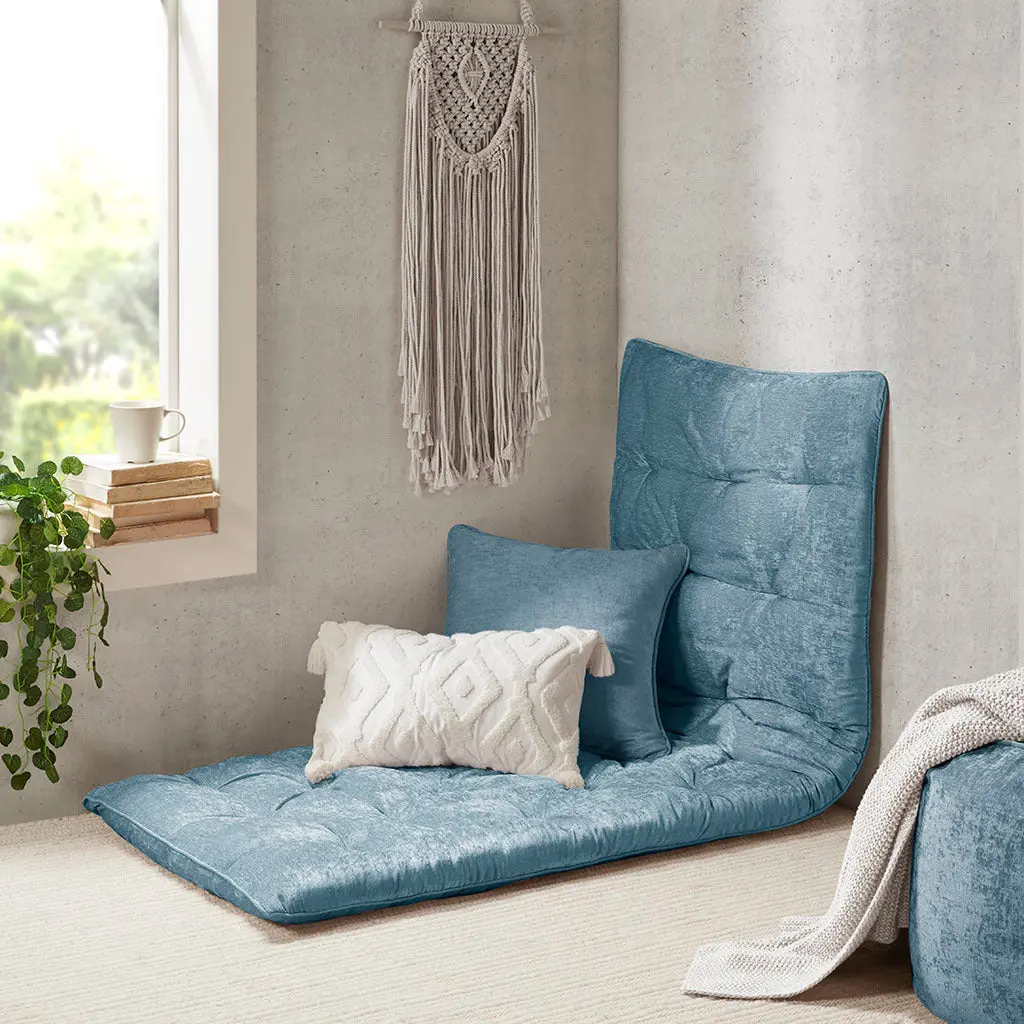 Poly Chenille Lounge Floor Pillow Cushion Aqua Polyester jla