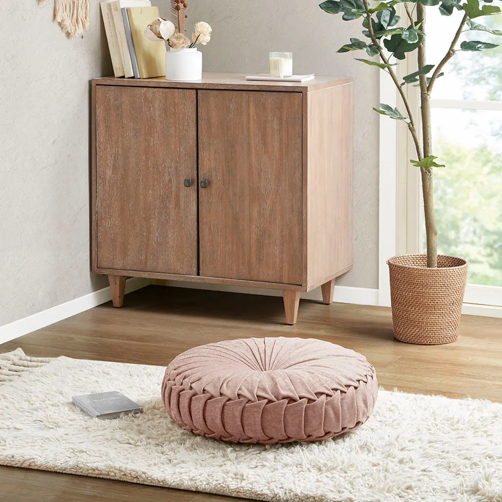 Poly Chenille Round Floor Pillow Cushion Blush Polyester jla