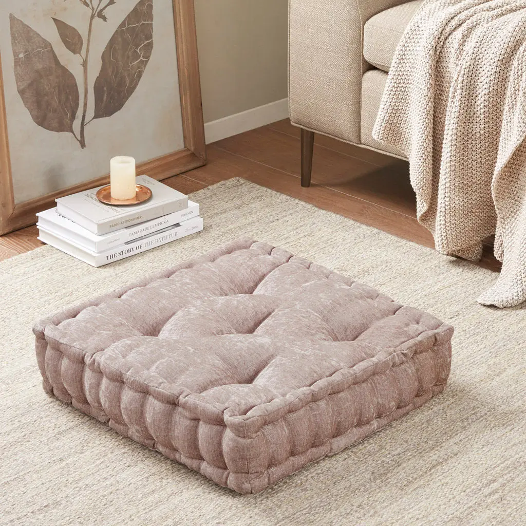 Poly Chenille Square Floor Pillow Cushion Blush Polyester - Soft and Stylish jla