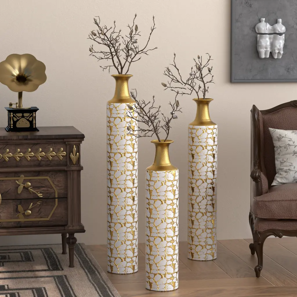 Floor Vases Gold Large Vases 32 28 24 Inch Decorative High Vases Set yixiu home d-cor