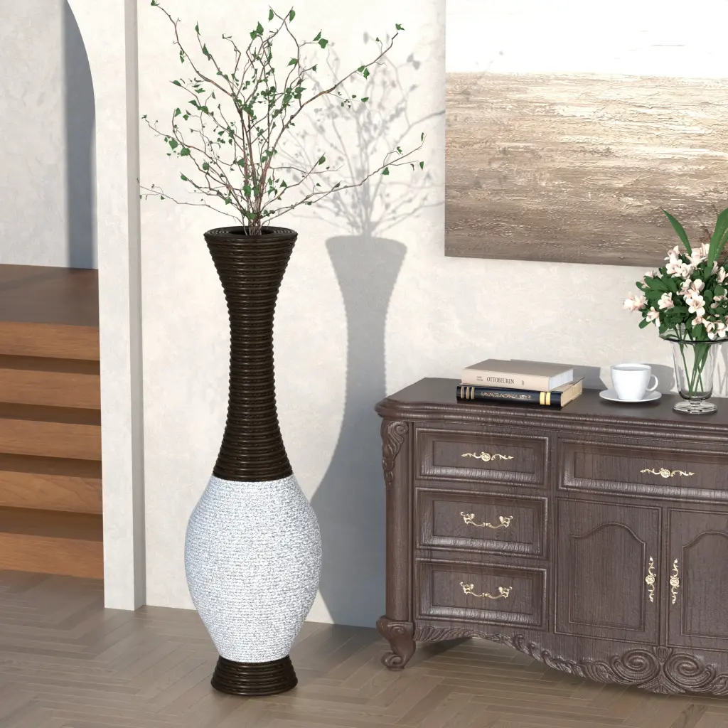 39 Inch Tall Standing Designer Floor Vase Long-lasting Artificial Rattan yixiu home d-cor