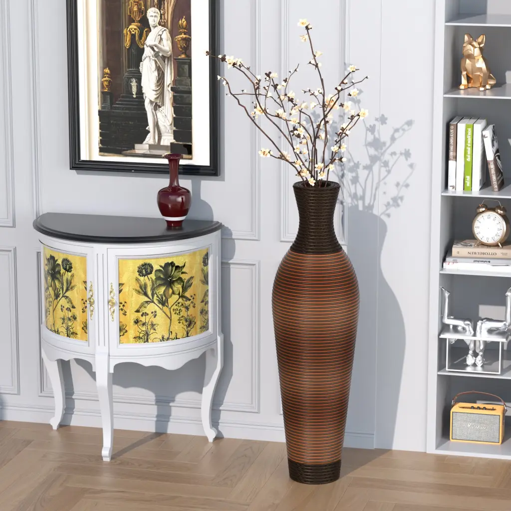 39 Tall Standing Designer Floor Vases Elegant Two Tone Dark Brown Home Decor yixiu home d-cor