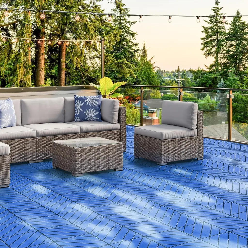 Plastic Interlocking Tiles 44 Patio Tiles 12 X 12 Inch Wave Pattern Non Slip Flooring rnb