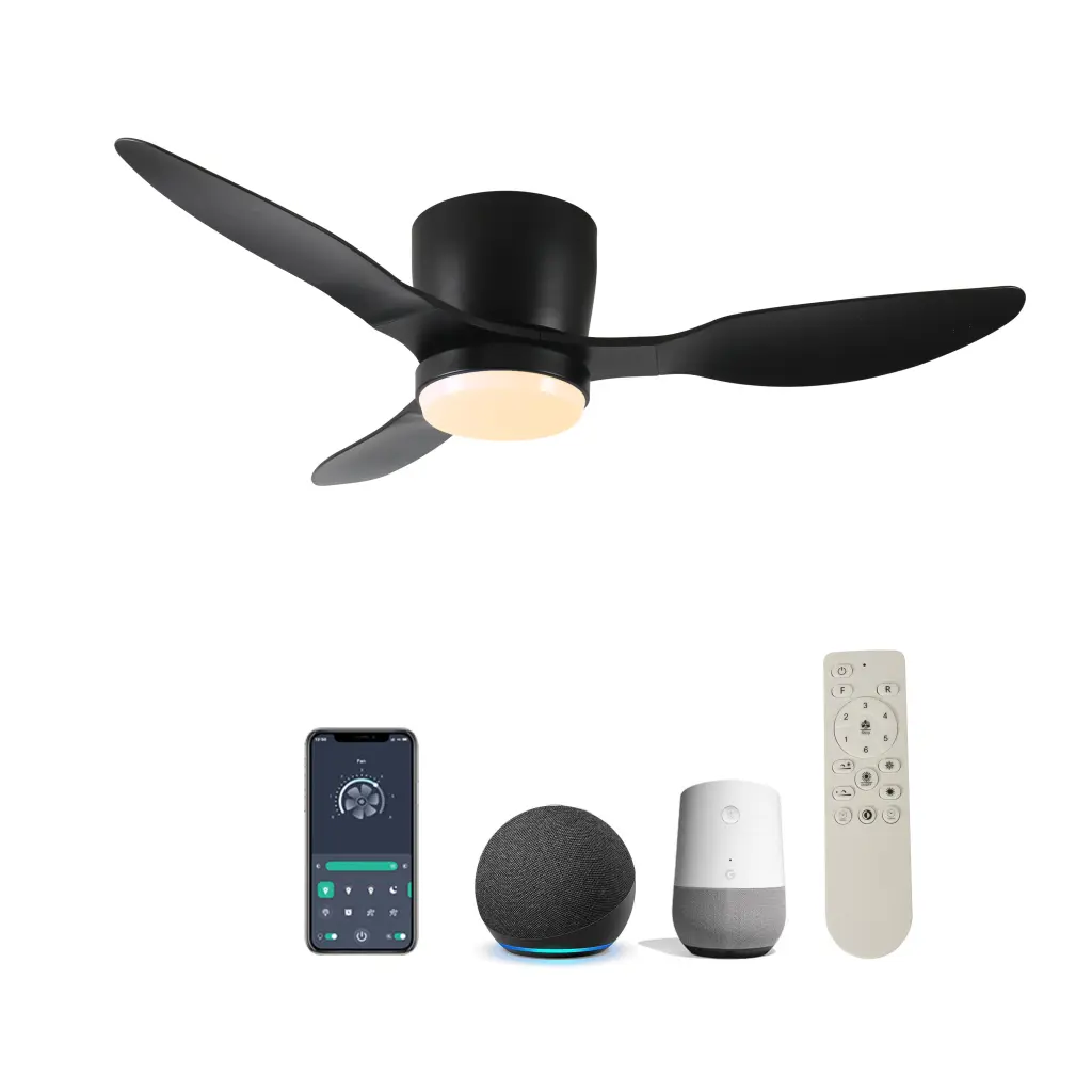 42 Inch Intelligent Flush Mount Ceiling Fan Lights Remote Quiet DC Motor Modern Ceiling Fan hc ceiling fan with light