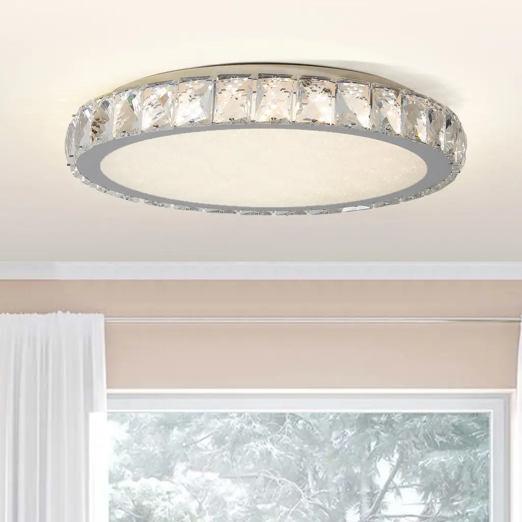 Crystal LED Ceiling Light, 19.7 Inch Flush Mount, 45W Dimmable Modern Lighting Fixture lighting commune