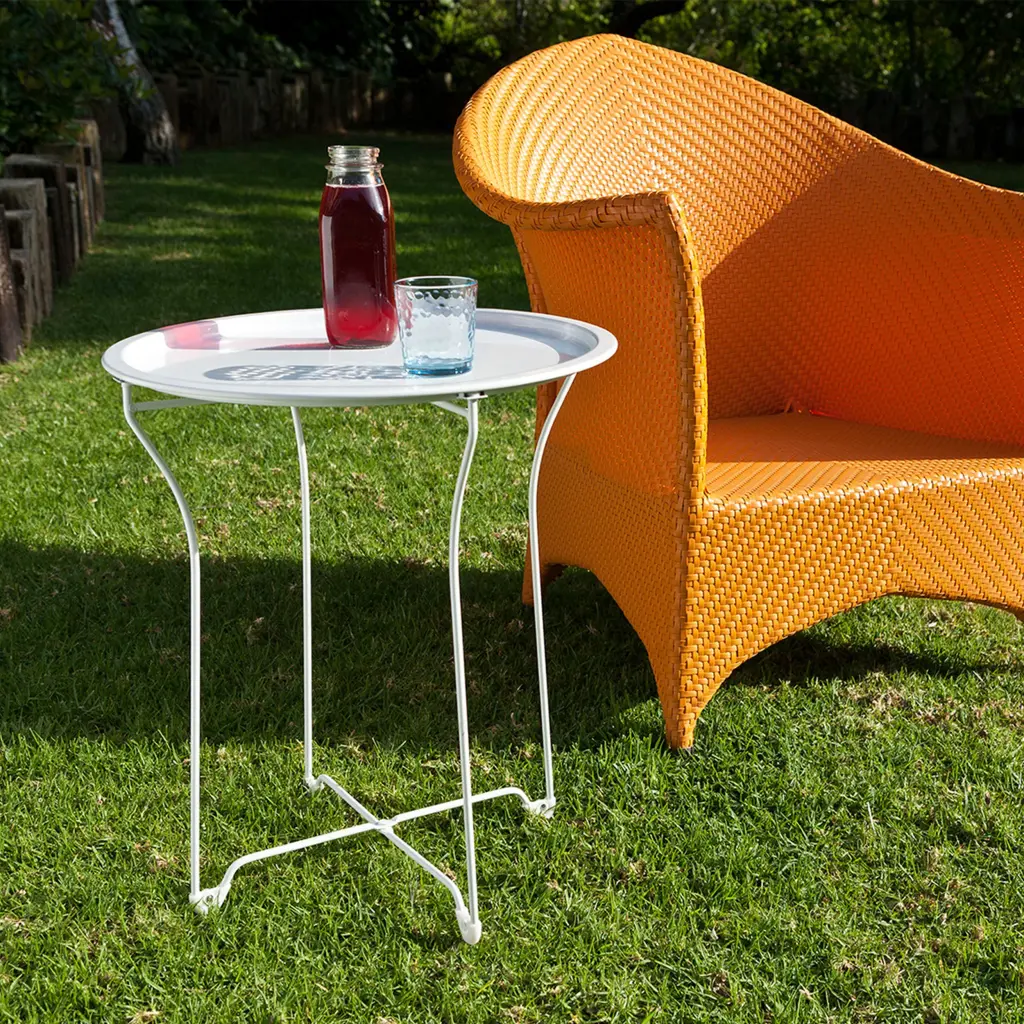 Foldable Side Table Removable Table Top White Powder Coated Metal atlantic inc.