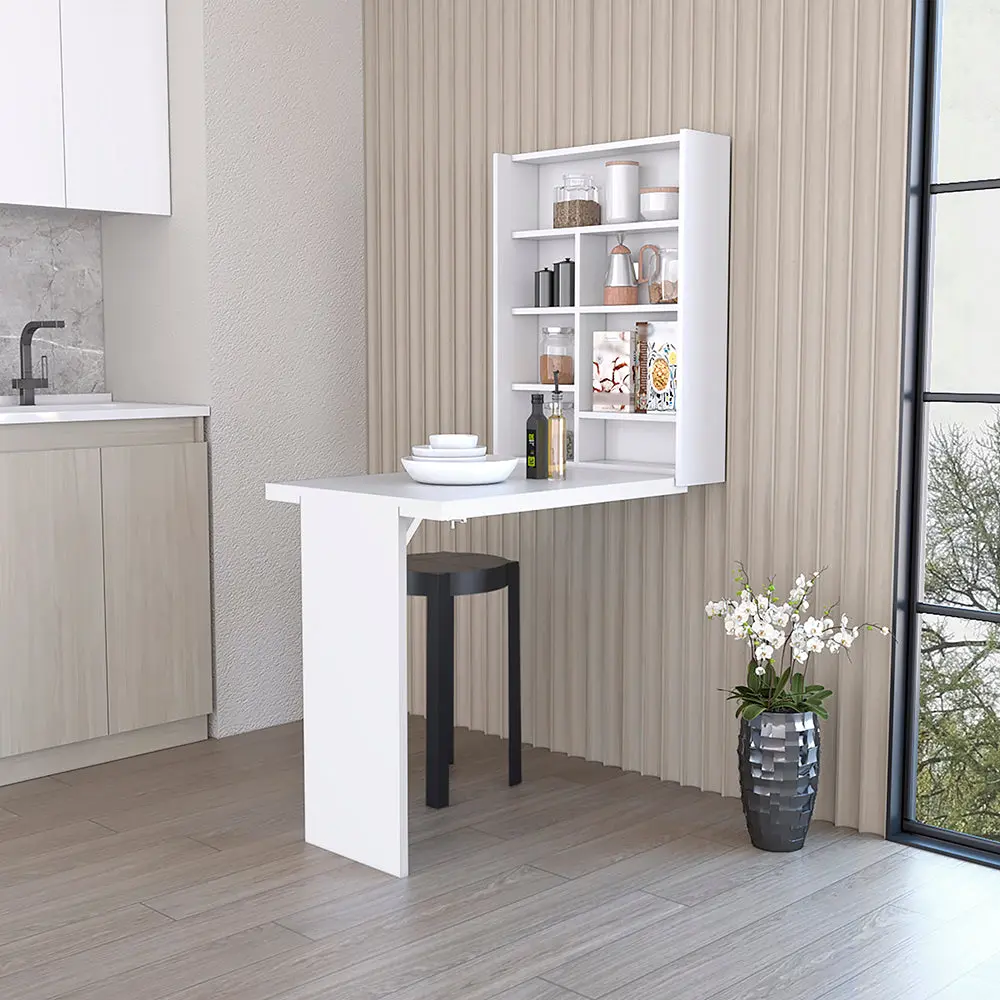 Foldable Table Tacoma Seven Interior Shelves White Finish treevol furniture