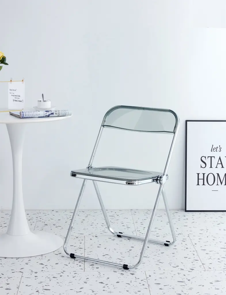 Gray Clear Transparent Folding Chair PC Plastic Living Room Seating d-n furniture