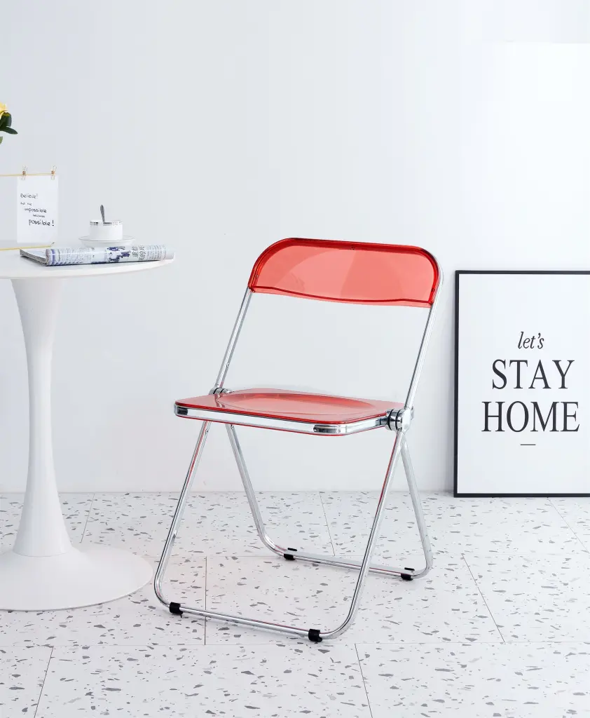 Red Clear Transparent Folding Chair PC Plastic Living Room Seat Indoor Outdoor Use d-n furniture