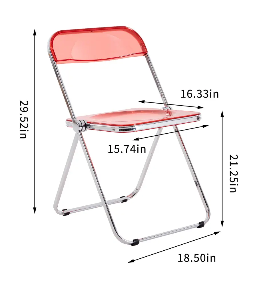 Red Ruby Clear Transparent Folding Chair PC Plastic Living Room Portable Seating d-n furniture