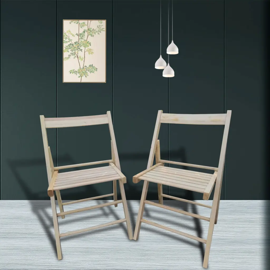 Folding Chair 2S Foldable Style Natural Solid Wood Portable Seat Home or Event leisure home -jy