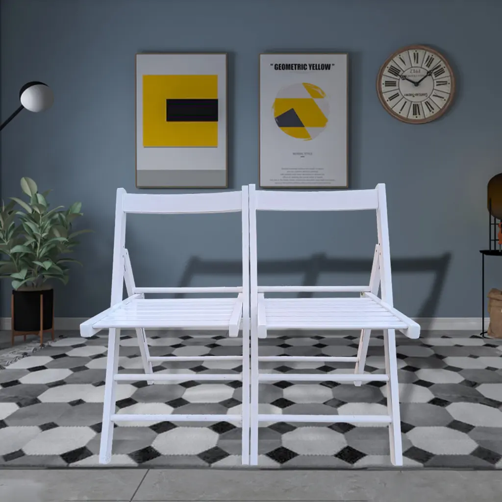 Folding Chair 2 Pack Foldable Style White Solid Wood Portable Seating leisure home -jy