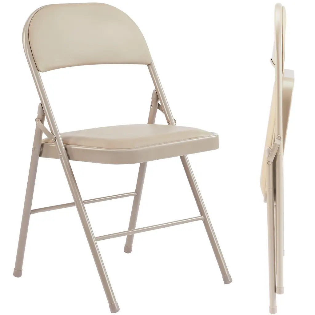 Folding Chair 2 Pack Leather Padded Folding Chairs Robust Metal Frame w2201