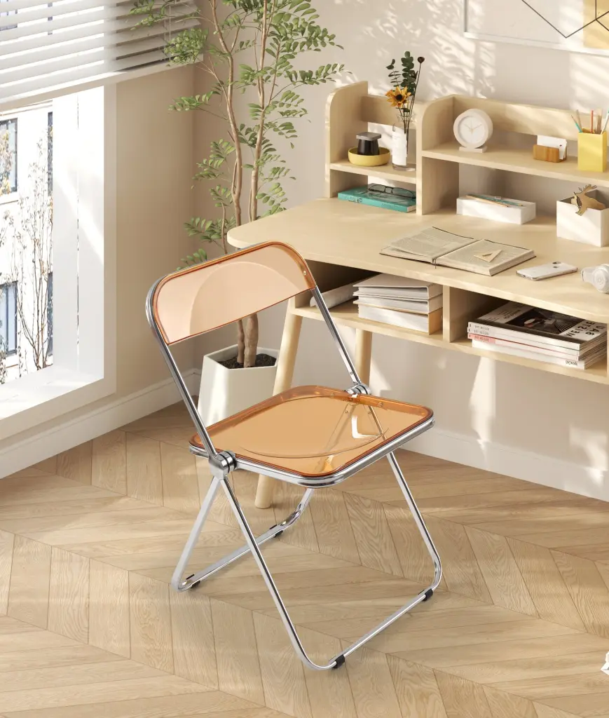 Transparent Ghost Stackable Folding Chair Crystal Clear Modern Design w2516