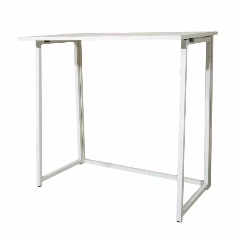 Simple Collapsible Computer Desk White - Compact and Portable Workstation Small Spaces KAAYEE