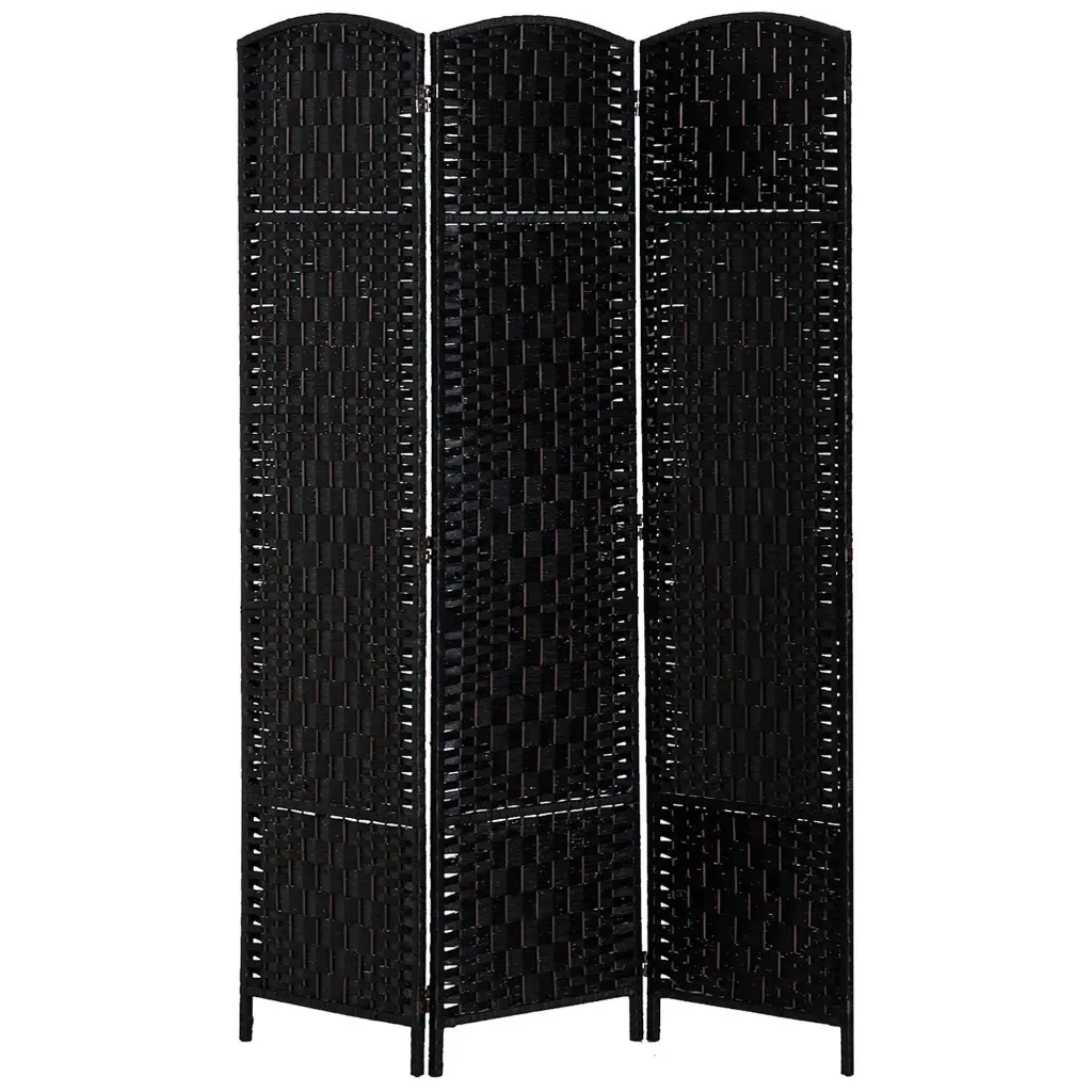 6Ft Tall Wicker Weave 3 Panel Room Divider Privacy Screen Black aosom business