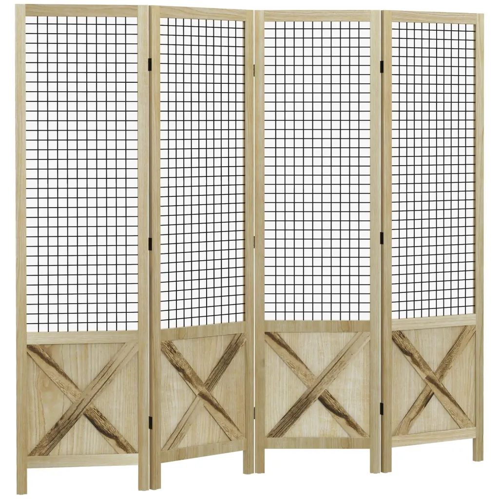Homcom 4 Panel Room Divider 4.7 Ft Tall Wood Indoor Travel-friendly Folding Screen aosom business
