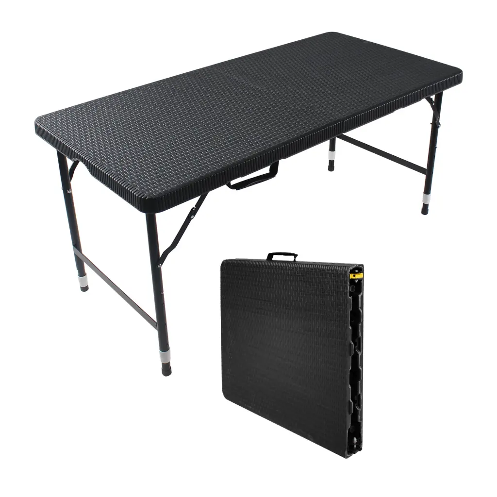 4Ft Rattan Folding Table Indoor Outdoor Travel Friendly Foldable Table mgsport