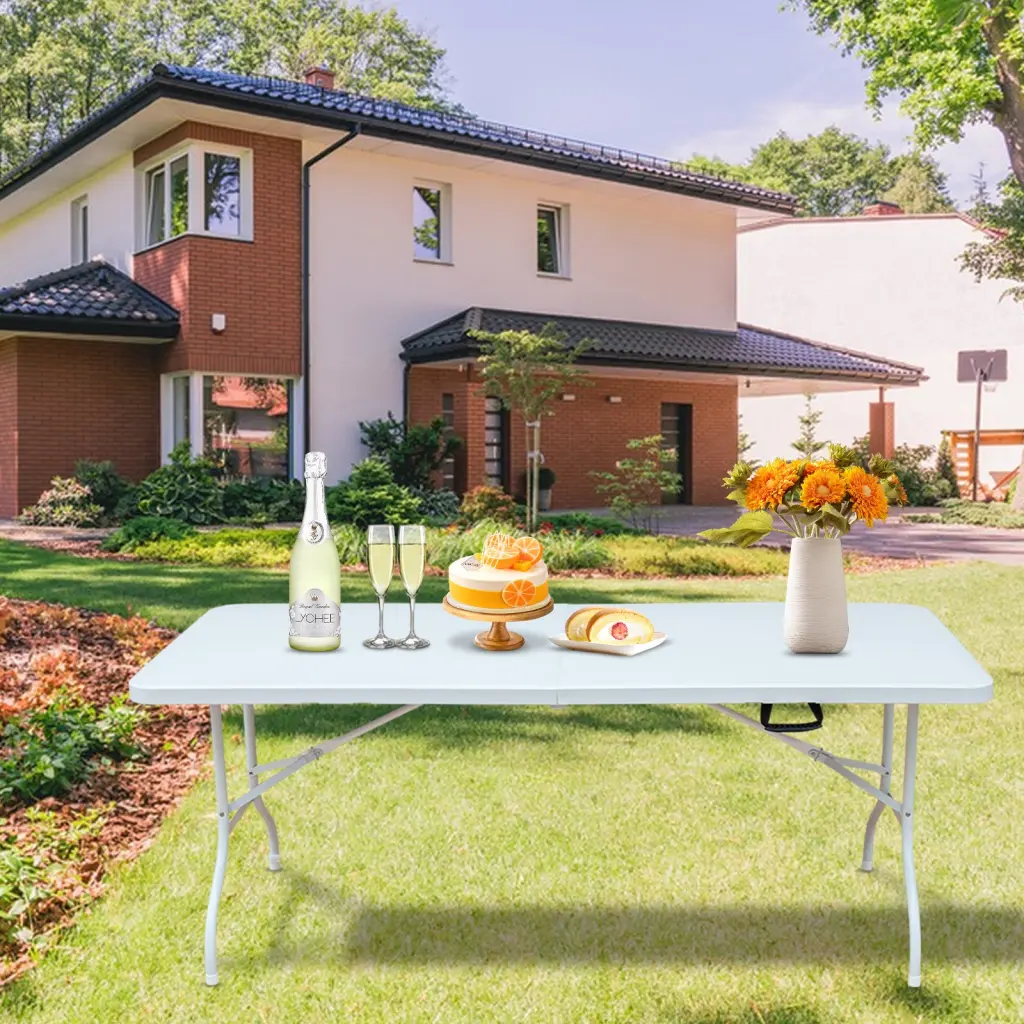 6Ft Folding Plastic Table Camping, Picnics, and Parties - Travel-Friendly mgsport
