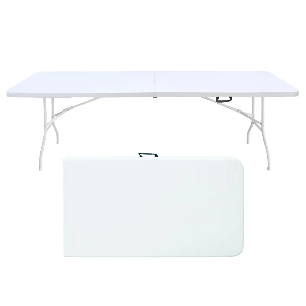 8Ft Folding Table Travel-friendly Plastic Table Camping Picnics Parties mgsport