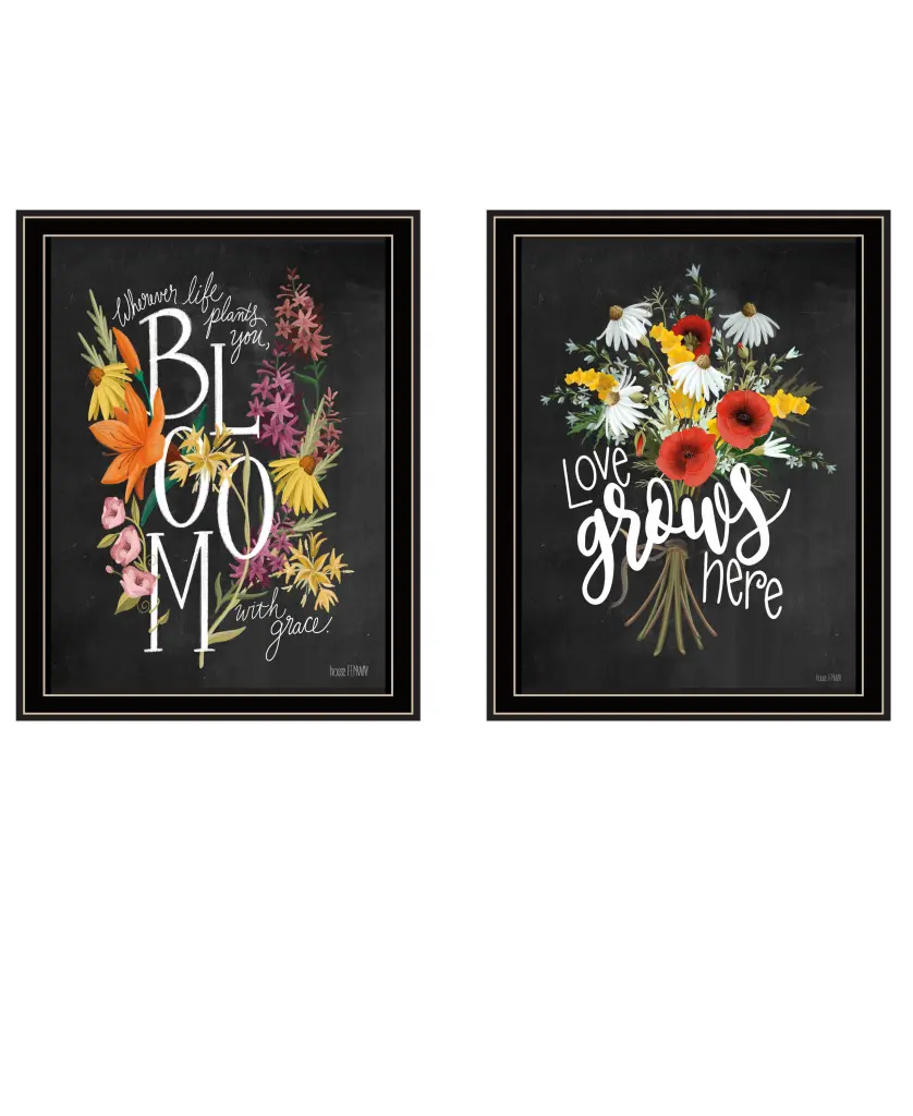 Love Grows Here 2 Piece Vignette Framed Wall Art Houtilize Fenway trendy decor 4u