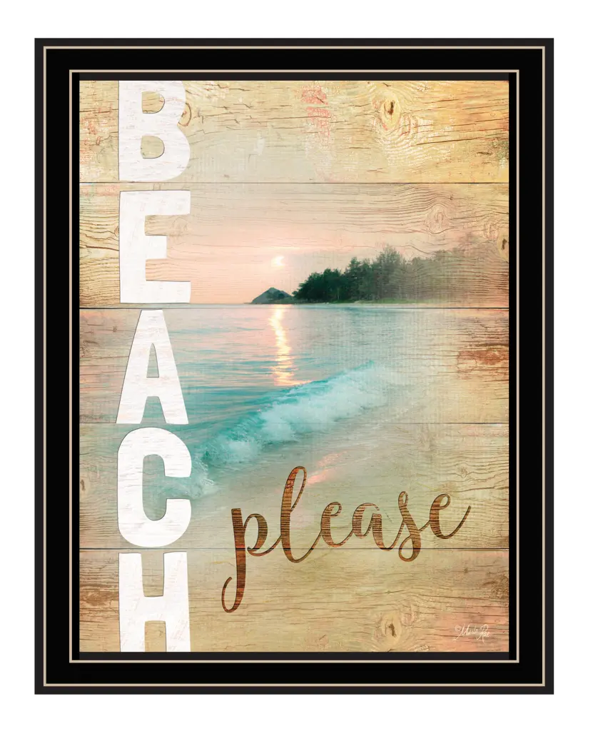 Beach Please Marla Rae Ready To Hang Framed Print Black Frame Wall Art trendy decor 4u