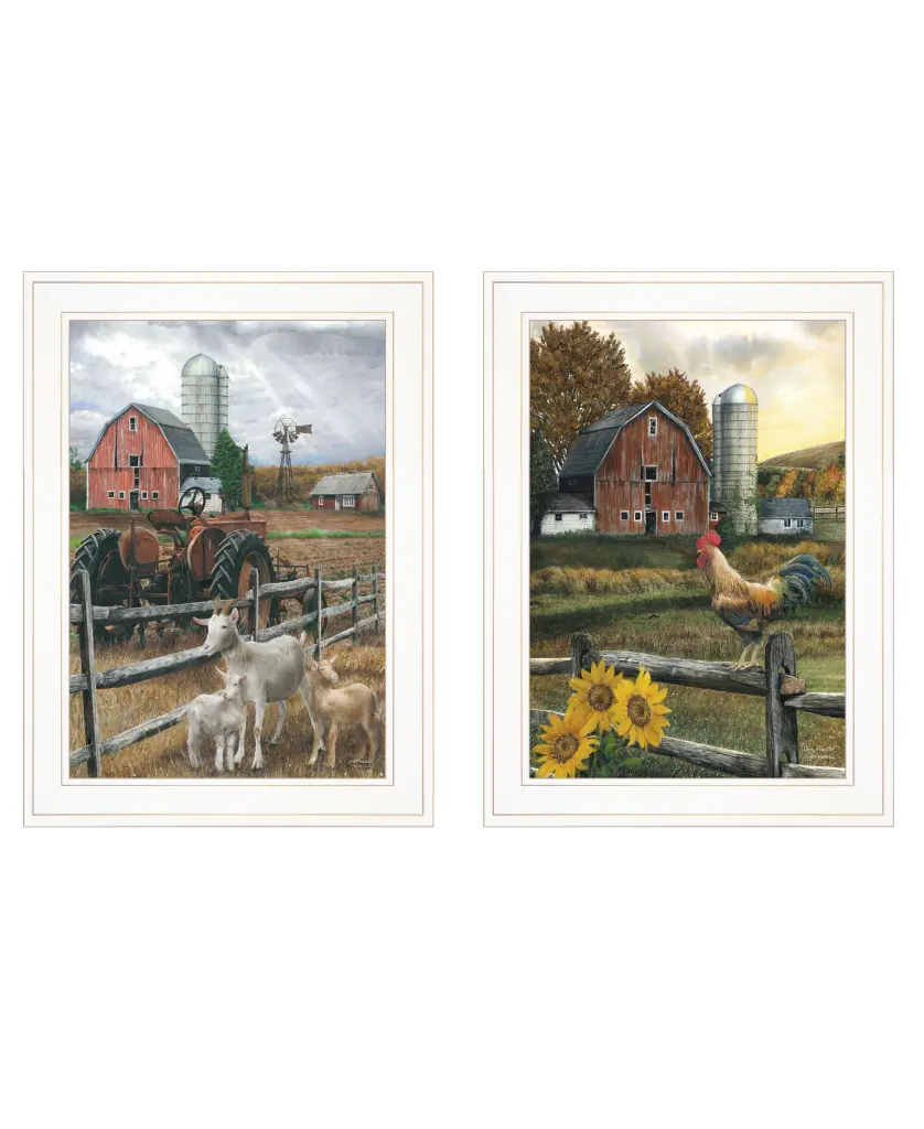 Farm Life 2 Piece Vignette Ed Wargo, Ready To Hang Framed Print, Rustic Home Decor Art trendy decor 4u