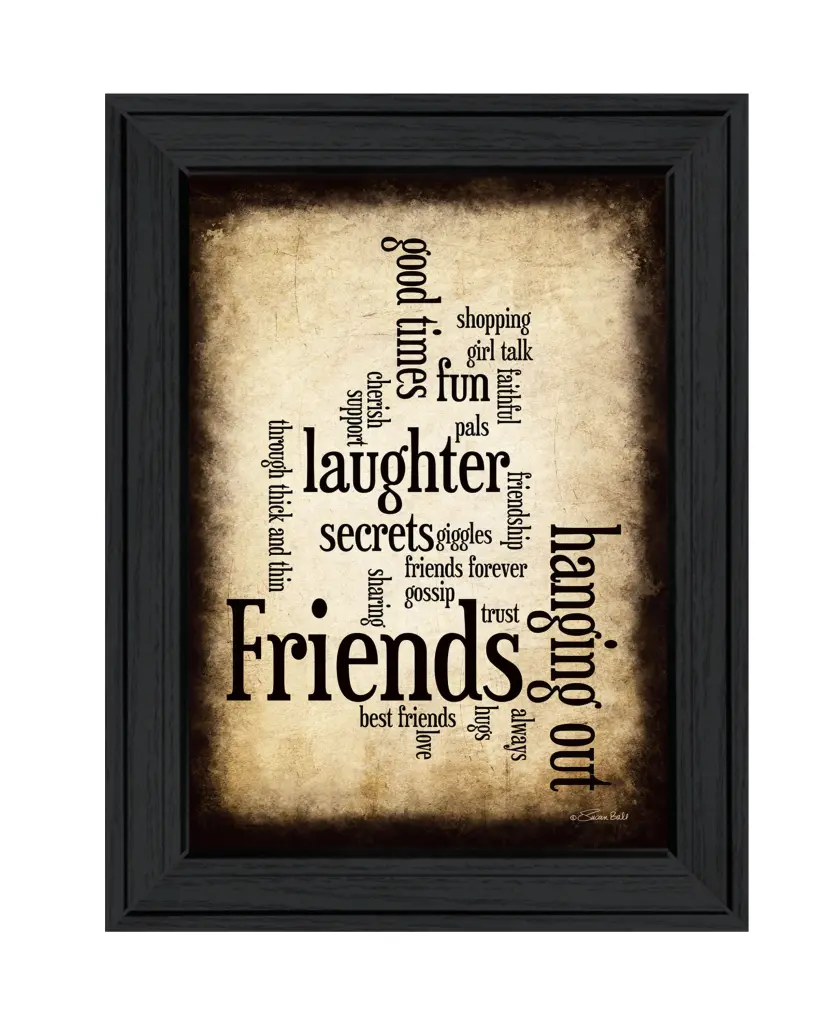 Friends Susan Ball Ready To Hang Framed Print Black Frame Multi Artwork trendy decor 4u