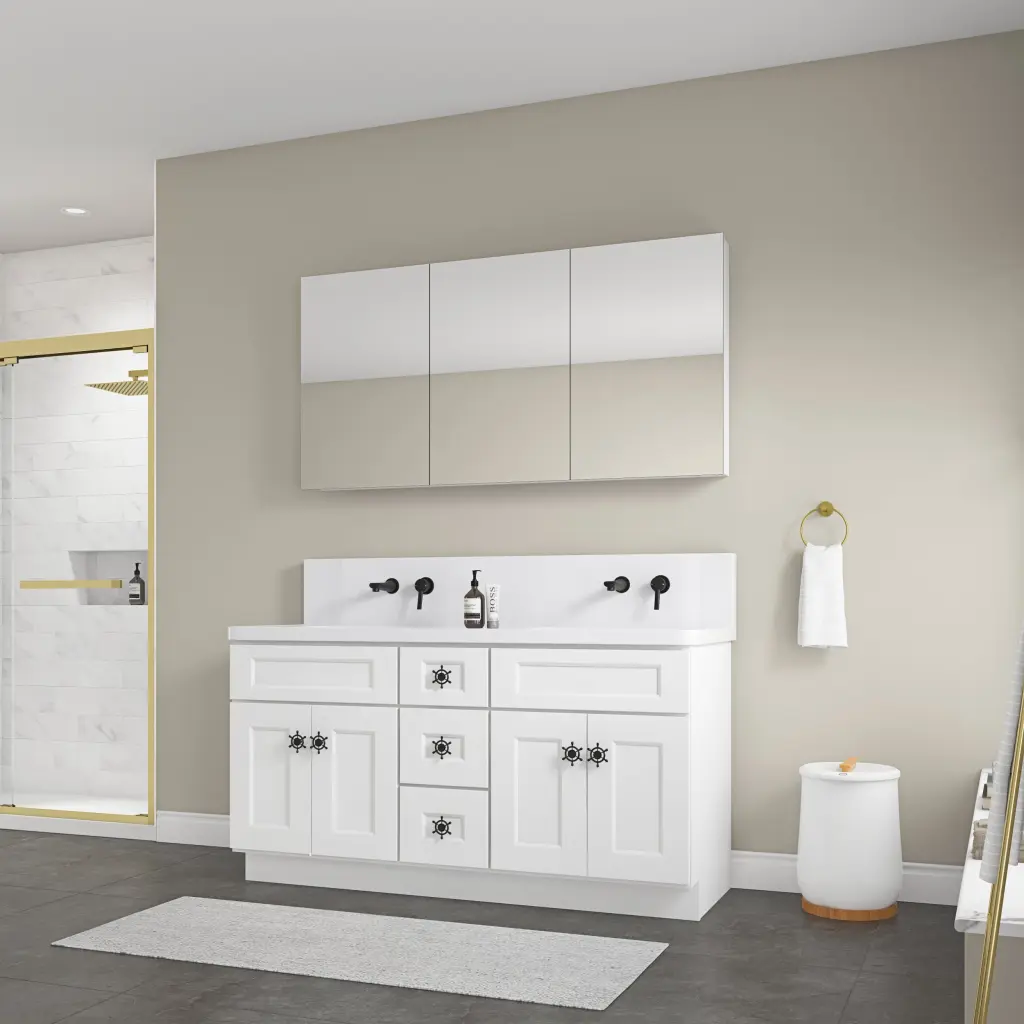 60 Inch Surface Mount Frameless Mirror Medicine Cabinet Beveled Edge Bathroom Storage w1272-deen