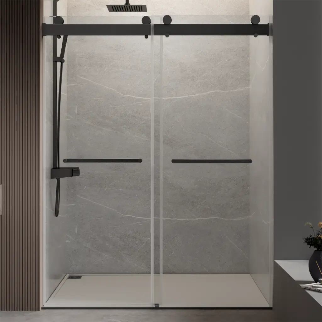 68 Inch 72 Inch W X 76 Inch H Double Sliding Frameless Soft Close Shower Door Modern Design bathininc