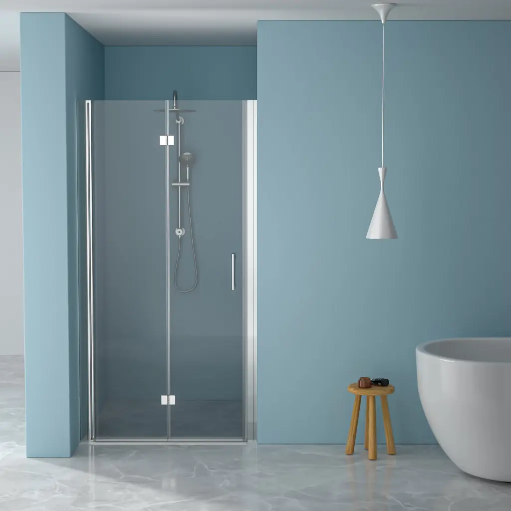 34 Inch W x 72 Inch H Frameless Fold Shower Door Tempered Glass Chrome lordear