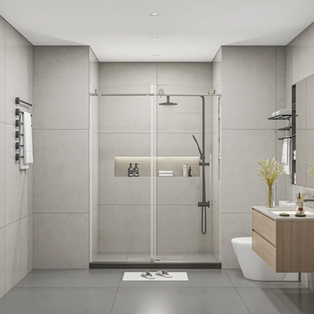 Frameless Shower Doors 60 Inches Width X 76 Inches Height 10mm Clear Tempered Glass rnb