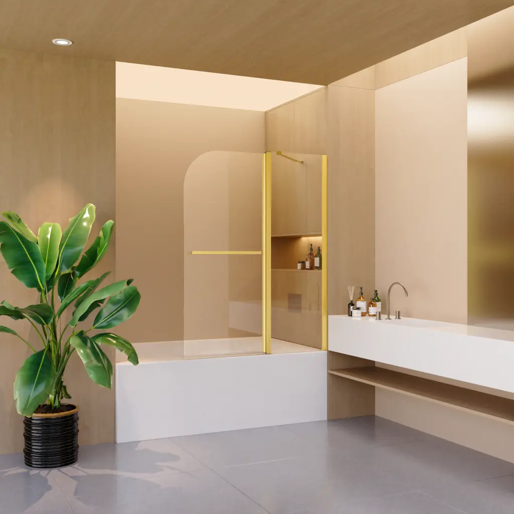 43 Inch Frameless Folding Shower Doors Bathtub rnb