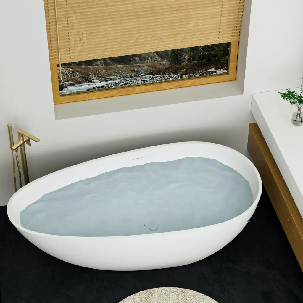 67 Inch Freestanding Solid Surface Bathtub Premium Engineered Stone Resin bathin
