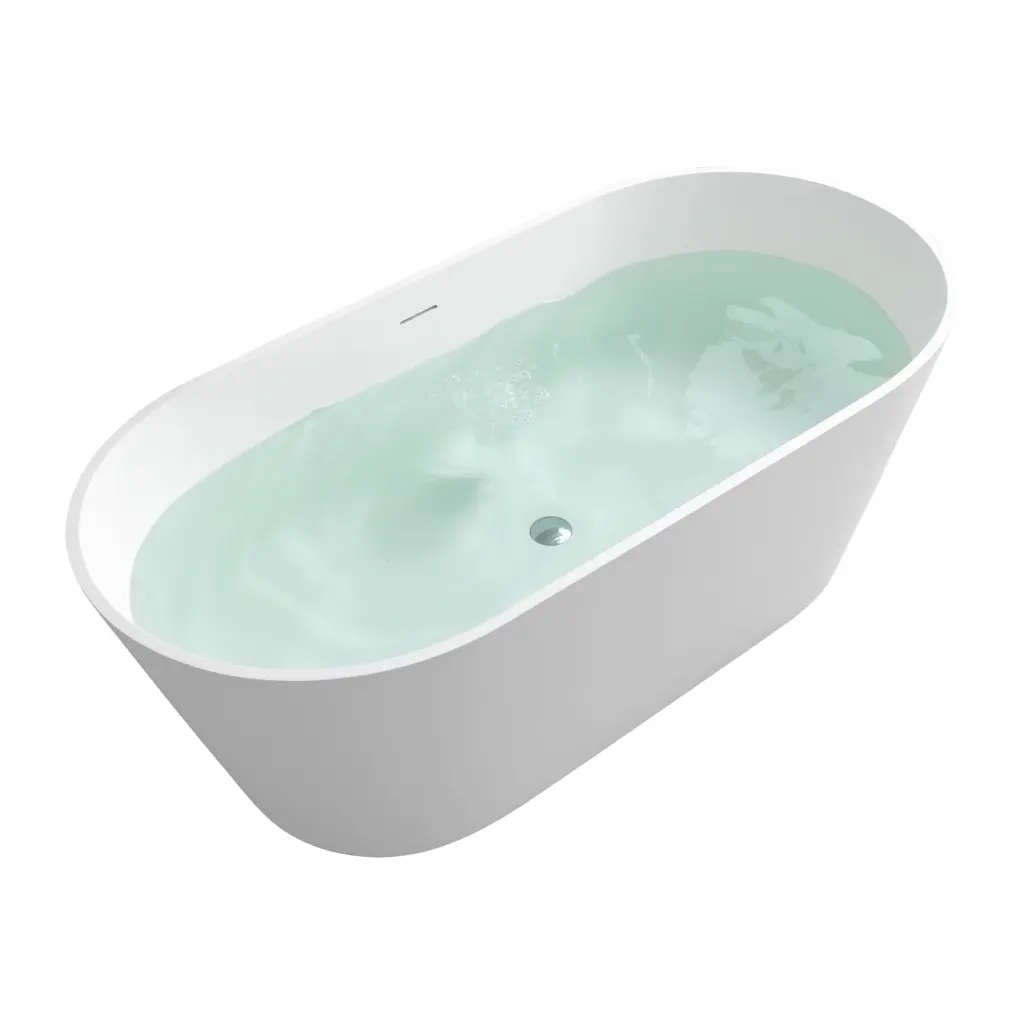 1600Mm Solid Surface Bathtub Bathroom White Modern Freestanding Tub vovica