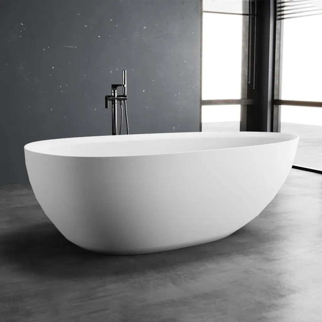 1800Mm Solid Surface Stone Soaking Tub Freestanding Bathtub Modern Bathroom vovica