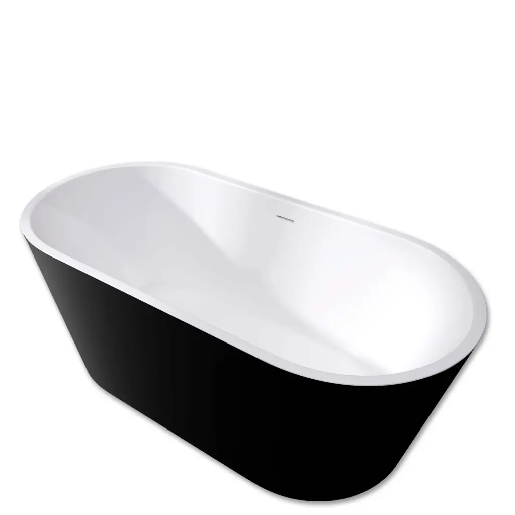 59 Inch Acrylic Freestanding Bathtub Matte Black Modern Stand Alone Soaking Tub w995 bestgo