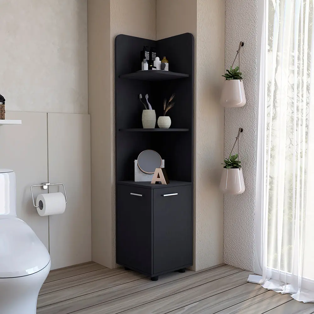 Freestanding Cabinet Kairatu Bathroom Storage Black 2-3 Shelves Up To 17 Inches treevol furniture