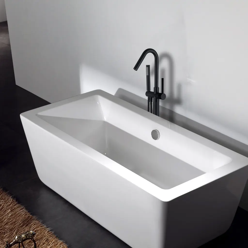 Freestanding Faucet Matte Black Metal Modern Bathroom Sink Faucet topcraft