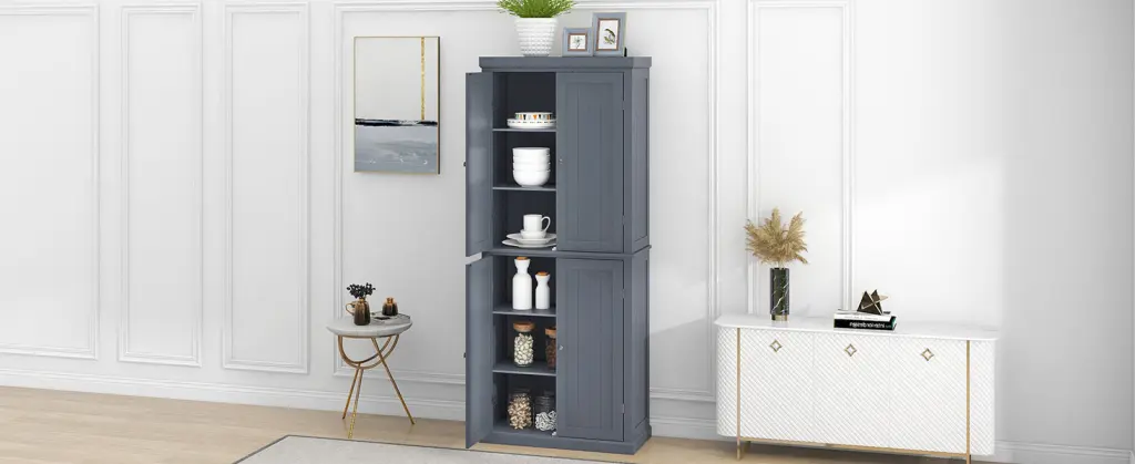 72.4 Inch Freestanding Tall Kitchen Pantry Minimalist Storage Cabinet topmax