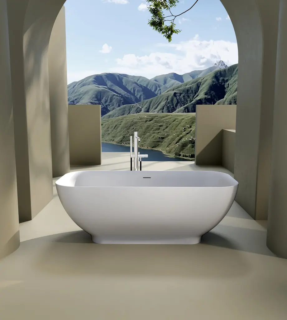 67 Inch Freestanding Solid Surface Bathtub Premium Engineered Stone Resin bathin