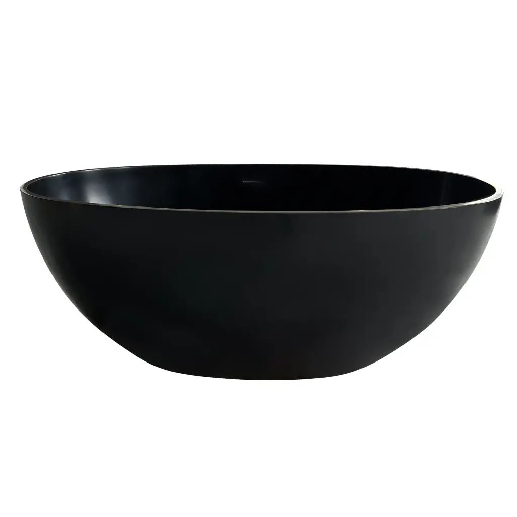 1400Mm Free Standing Artificial Stone Solid Surface Bathtub Matte Black vovica