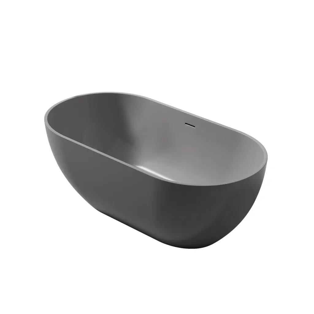 59 Inch Dark Grey Solid Surface Bathtub Bathroom Freestanding vovica