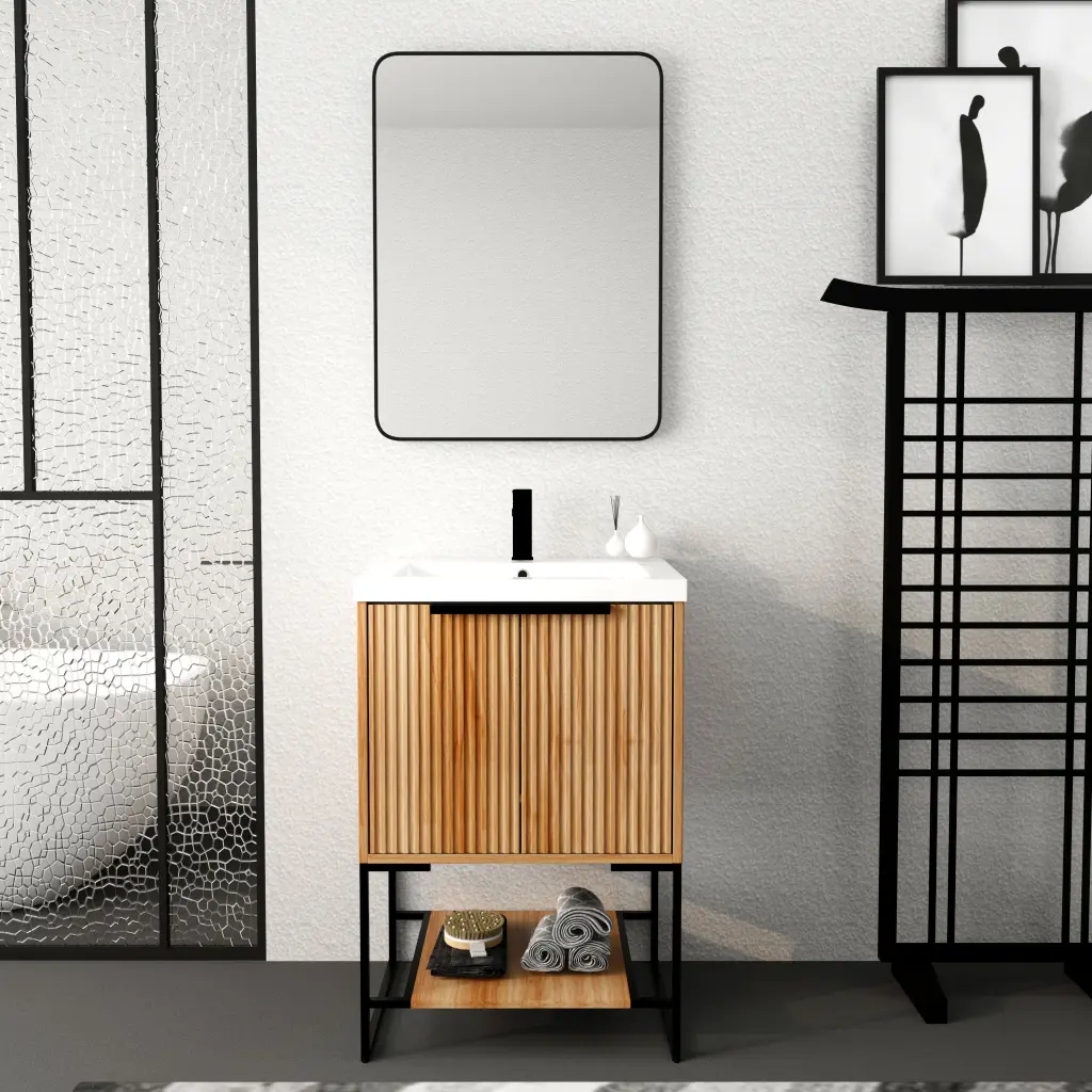 24 Inch Freestanding Bathroom Vanity Resin Basin 24x18 g-lemon