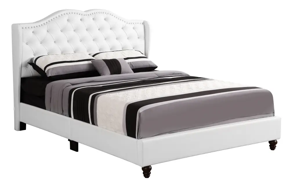Joy G1926 FB Up Full Upholstered Bed White Foam PU glory furniture