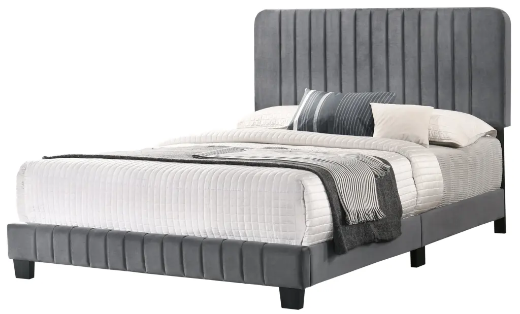 Lodi G0408 FB Up Full Bed Gray Foam Velvet - Comfortable Bed Frame glory furniture