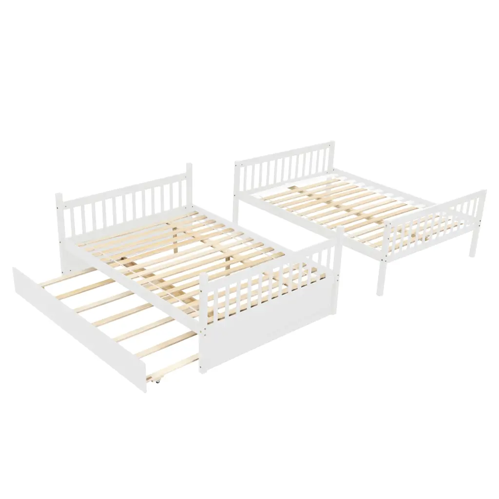 Full Over Full Bunk Bed Trundle Convertible To 2 Full Size Platform Beds inspirit