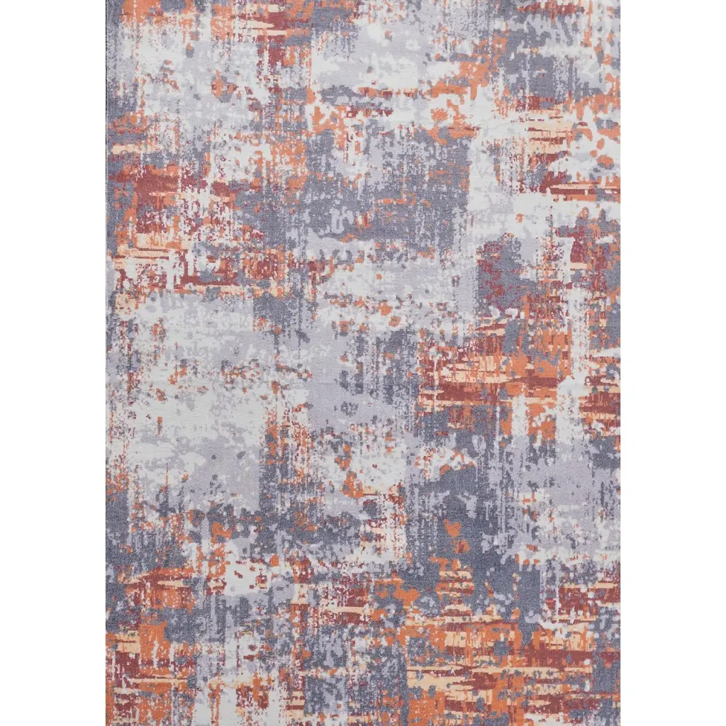 Zara Gatherion Abstract Design Grey Brown Rust Machine Washable Sofa Cover furnings